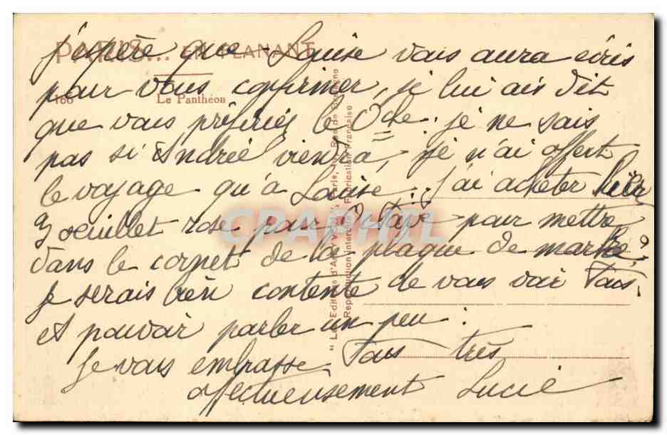CPA Paris Pantheon — Verso