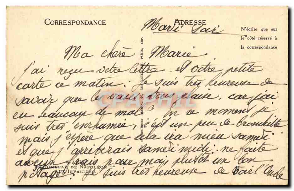 CPA Paris Tombeau de Napoleon Invalides — Rückseite