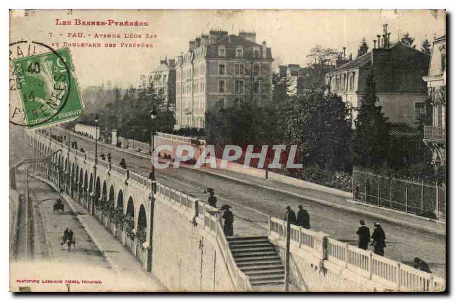 CPA Pau Avenue Leon Say et boulevard des Pyrenees