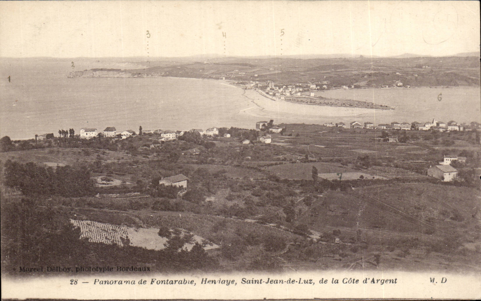 Panorama de Fontarabie, Hendaye, Saint-Jean-de-Luz, de la Côte d'Argent — Marcel Délbboy, phototype Bordeaux