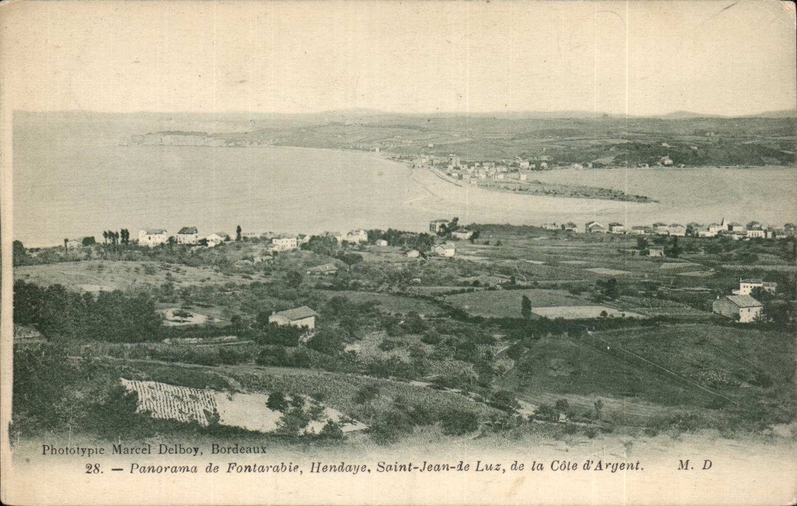 Panorama de Fontarabie, Hendaye, Saint-Jean-de Luz, de la Côte d'Argent — Phototypie Marcel Delboy, Bordeaux, n°28