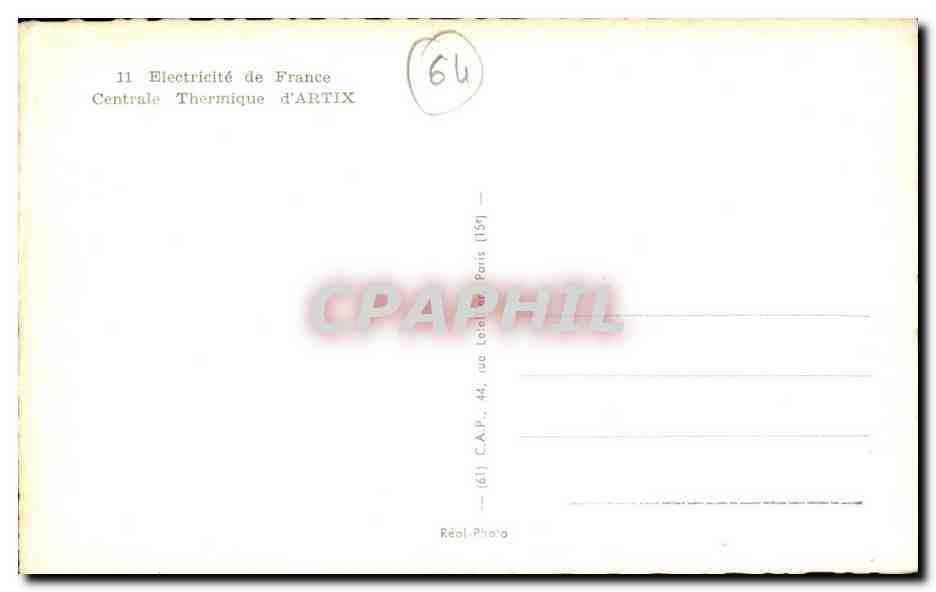 Thermische Kraftwerkszentrale von Artix — Elektrizität von Frankreich — Verlag C.A.P. Paris — Rückseite