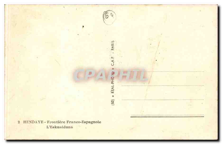 CPSM Hendaye Frontiere Franco Espagnole L'Eskualduna — Rückseite