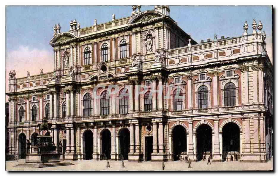 CPA Italie Italia Torino Palazzo Carignano e Monumento a Carlo Alberto