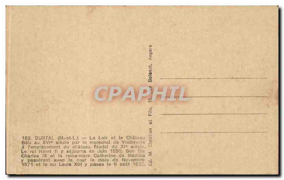 CPA Durtal Le loir et le chateau  — Back