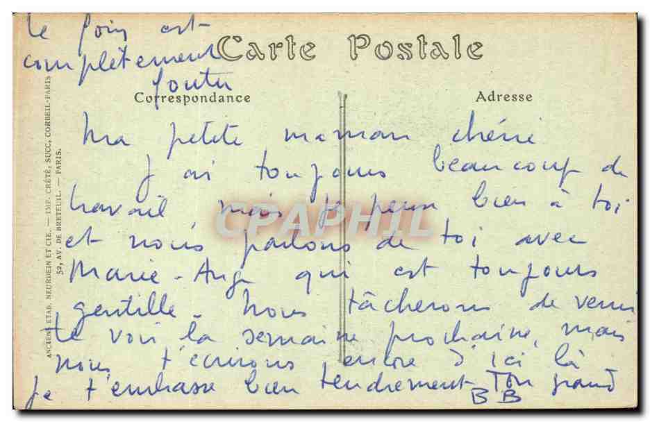 CPA Chateau d'Ouilly du Houlry  — Verso