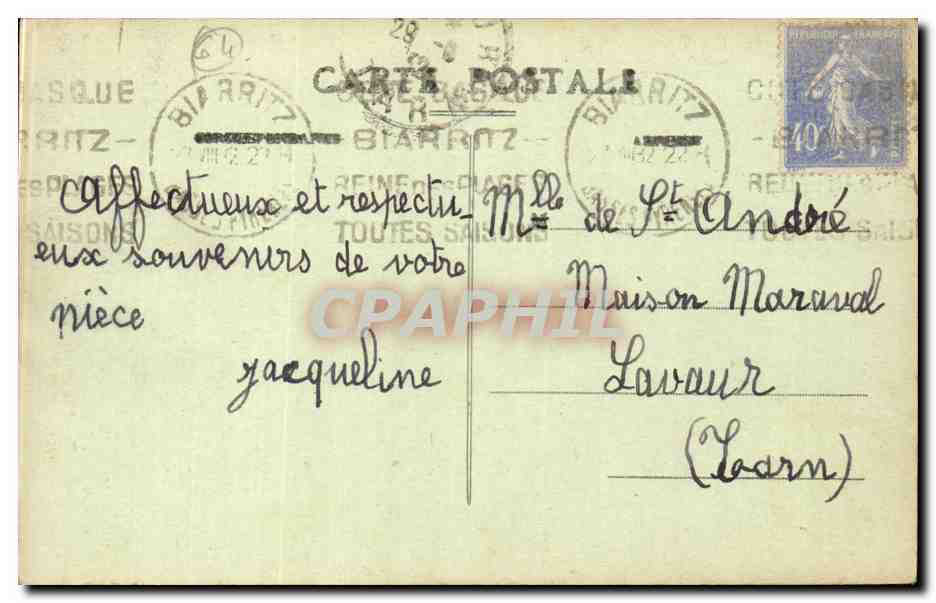 CPA Biarritz Le rocher de la vierge Arrivee de l'escadre — Verso