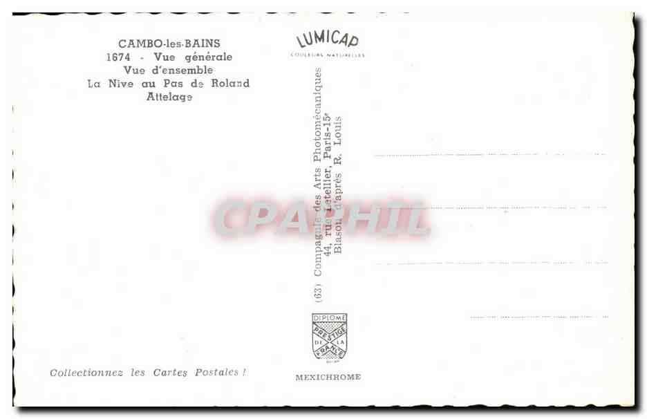 CPA Cambo les Bains Vue generale Vue d'ensemble La Nive au pas de Roland Attelage — Rückseite