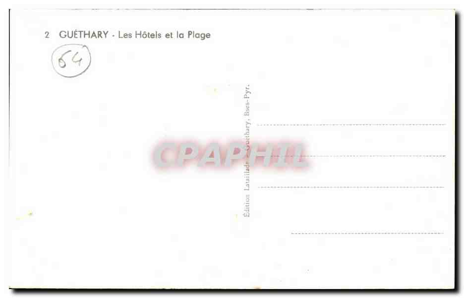 CPA Guethary Les hotels et la plage — Rückseite