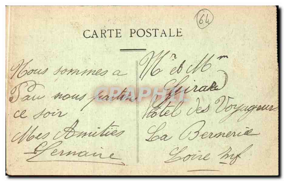 Château de Pau — Entrée du Château — Édition Pau — Verso