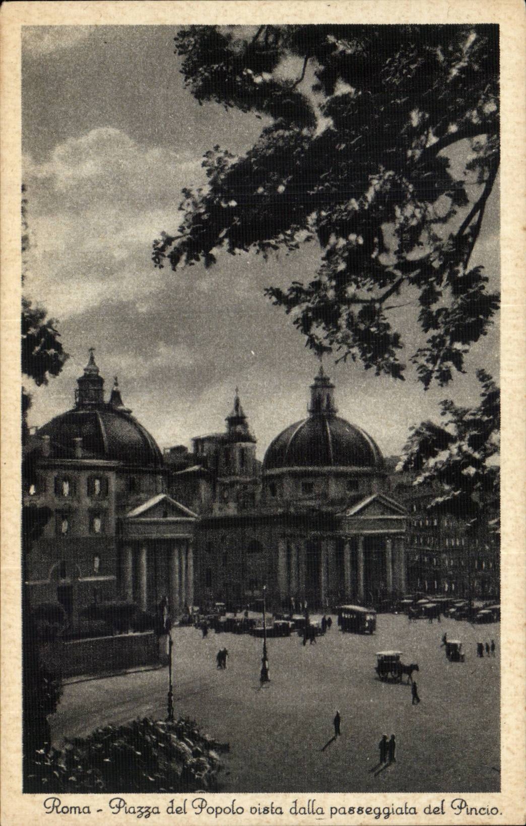 CPA Italie Italia Roma Piazza del Popolo vista dalla passeggiata del Pincio