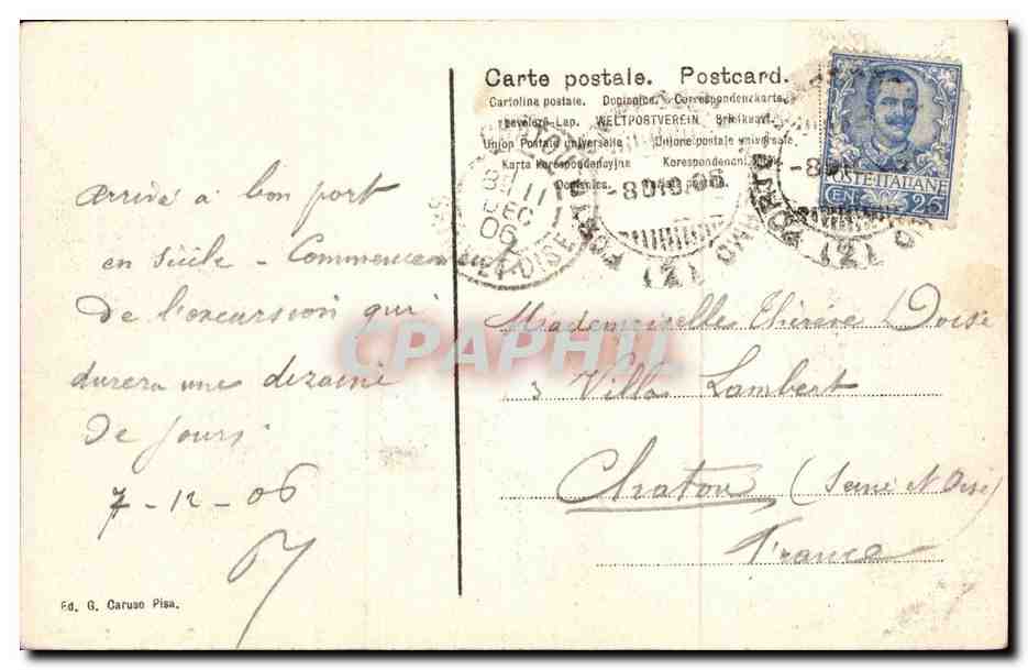 CPA Italie Italia Pisa Il Battistero  — Rückseite