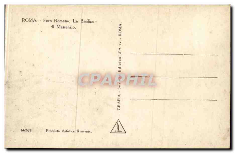 CPA Italie Italia Roma Foro Romano La basilica di Massenzio — Rückseite