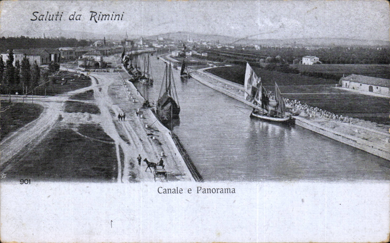 CPA Italie Italia Saluti da Rimini Canale e Panorama