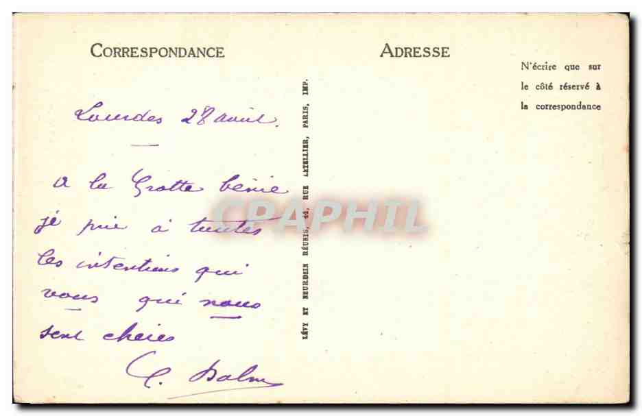Lourdes CPA La basilique et le calvaire breton — Verso
