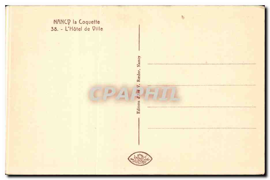 CPA Nancy Hotel de ville — Verso