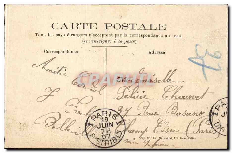 CPA Dieppe Le theatre et les deux vieilles tours — Rückseite