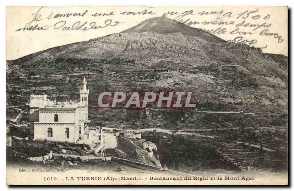 CPA La Turbie Restaurant du Righi et le Mont Agel