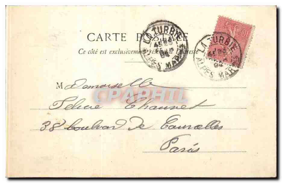 CPA La Turbie Restaurant du Righi et le Mont Agel — Verso
