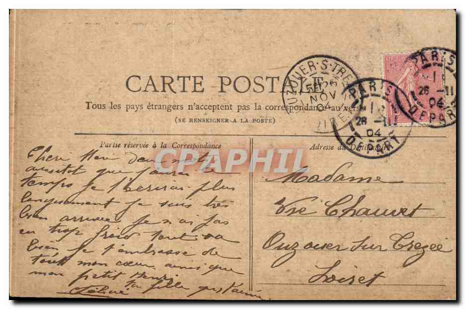 CPA Paris L'opera — Rückseite