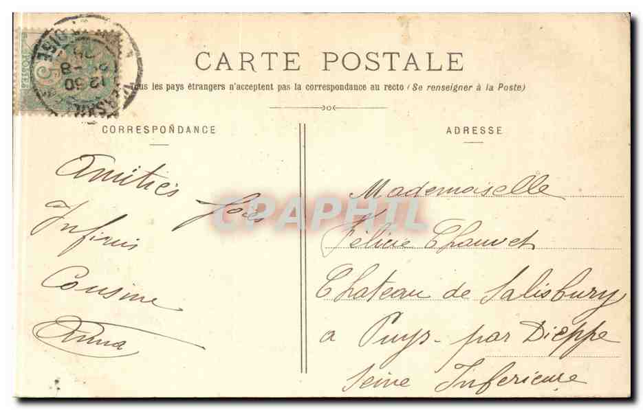 CPA Versailles Bassin de latone et tapis vert — Verso