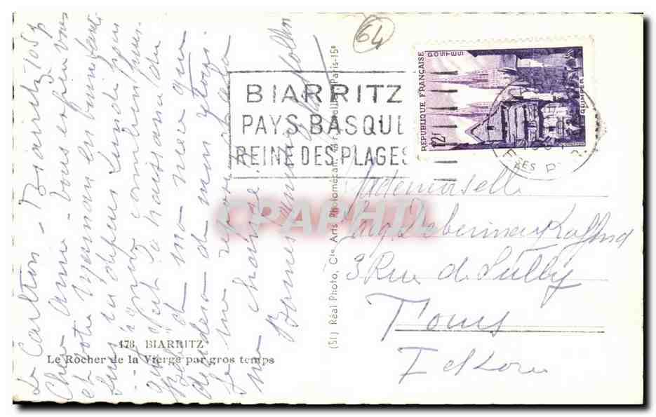 Le Rocher de la Vierge à Biarritz — gros temps — Cap — Rückseite