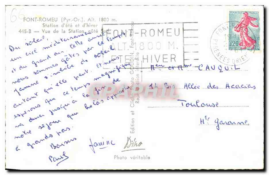 Font-Romeu — Station d'été et d'hiver — Édition Diho — Back