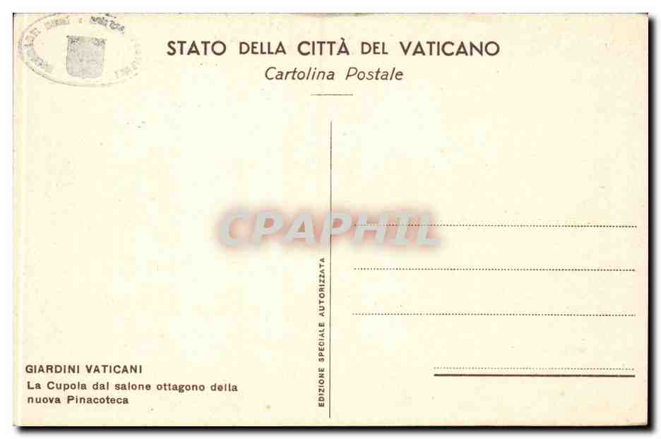 CPA Italie Italia Roma Giardini Vaticani La Cupola da salone ottagono della nuova Pinacoteca — Verso