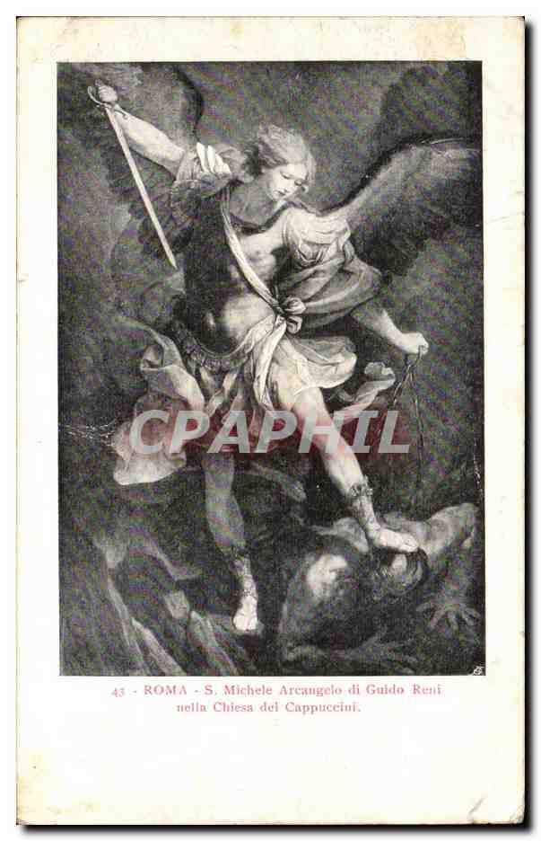 CPA Italie Italia Roma S Michele Arcangelo di Guido Reni nella Chiesa dei Cappucini