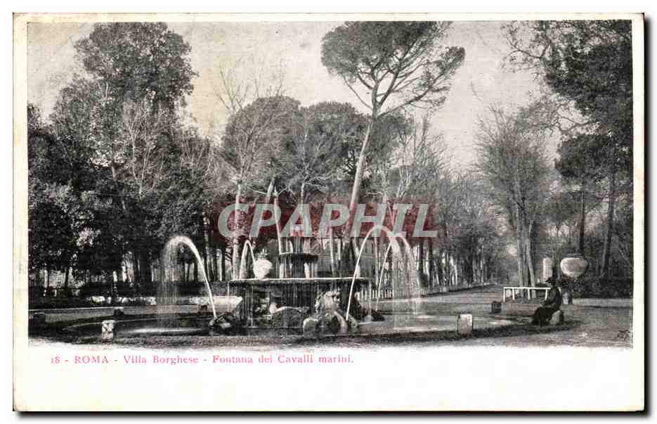 CPA Italie Italia Roma Villa Borghese Fontana di CAvalii Marini