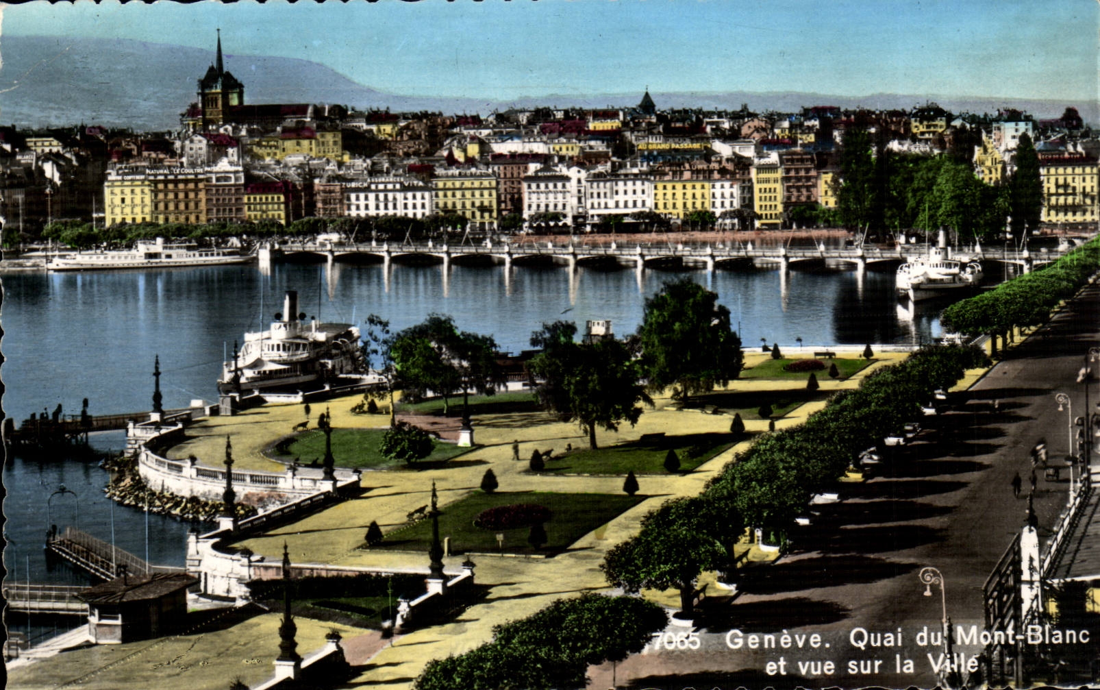 CPSM Suisse Geneve Quai du Mont Blanc et vue sur la ville