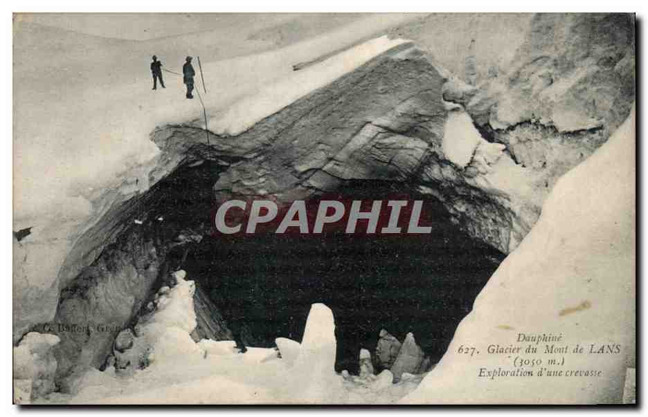 Glacier du Mont de Lans — Exploration d'une crevasse — Dauphiné, 3050 m. — C. Balleux, Grévin
