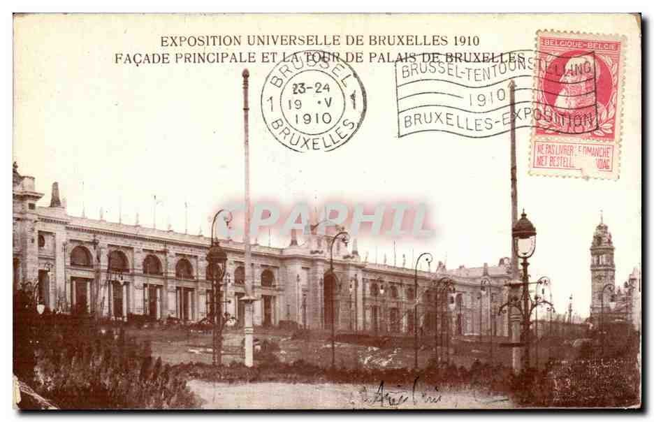 CPA Bruxelles Exposition universelle de 1910 Facade principale et la tour du palais