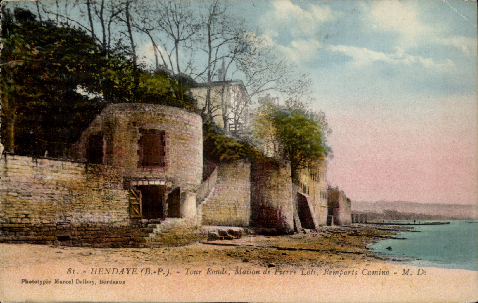 Hendaye (B.-P.) - Tour Ronde, Maison de Pierre Loli, Remparts Camino - Phototypie Marcel Delbouy, Bordeaux