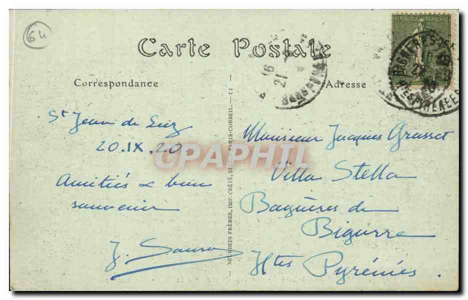 Saint-Jean-de-Luz — Ansicht des Meeres auf der Soccoa-Dyke — IND Phot. — Rückseite