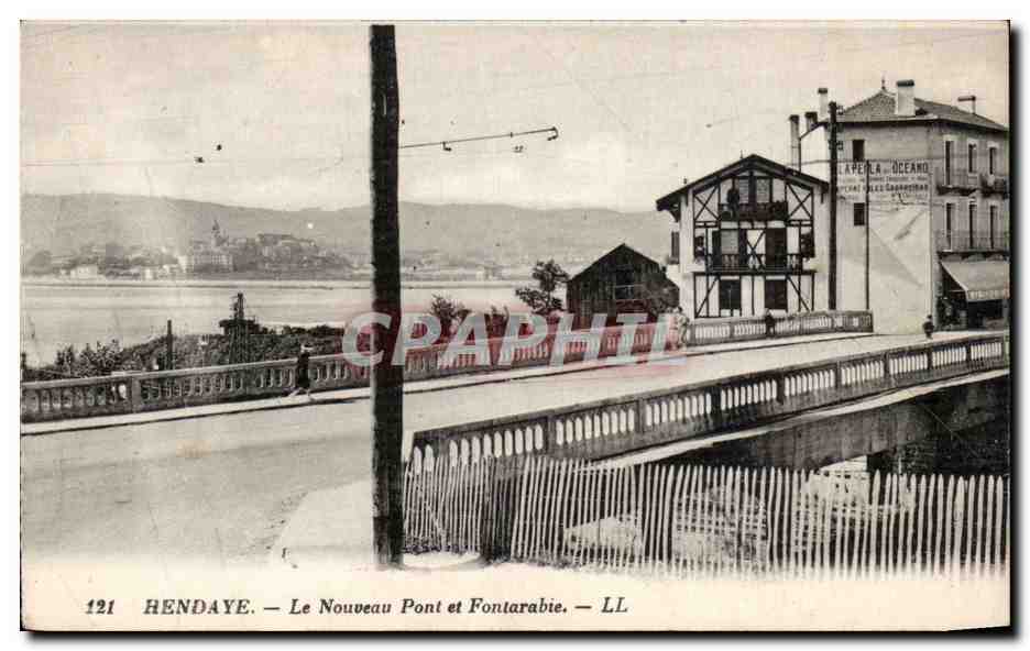 CPA Hendaye le nouveau pont et Fontarabie