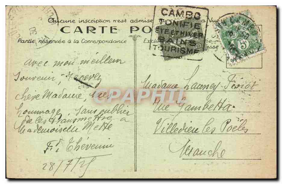 CPA CAmbo Maison Rostand a Arnaya Les Buis Les Vasques Facade des jardins — Rückseite