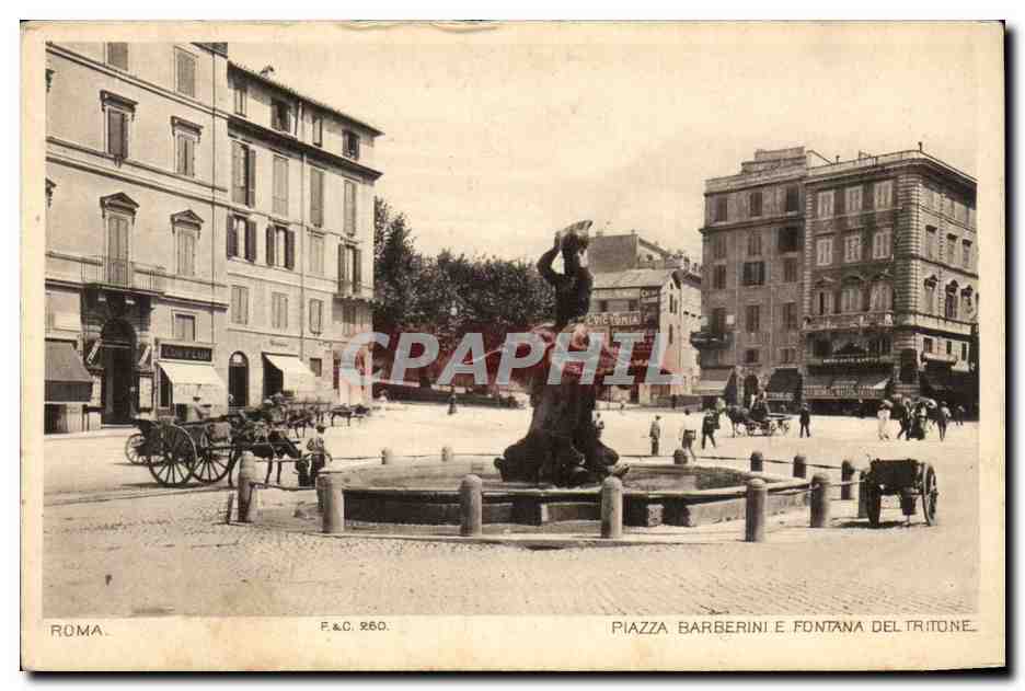 CPA Italie Italia Roma Piazza Berberini e Fontana del Tribune Coiffeur Ane donkey