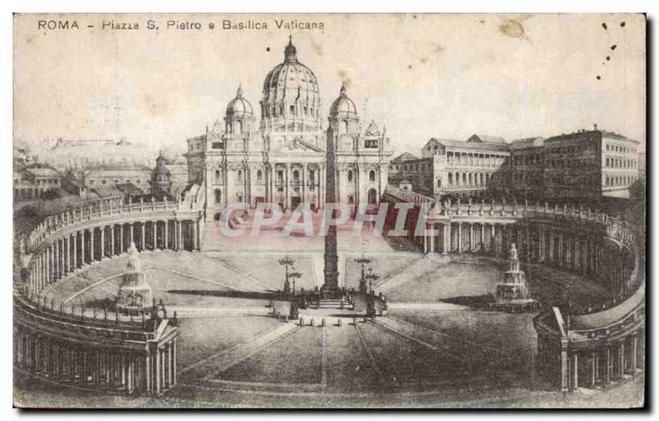 CPA Italie Italia Roma Plazza S Pietro e Basilica Vaticana