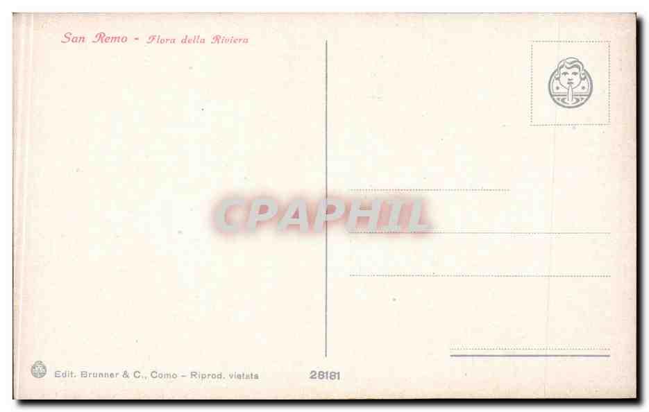 CPA Italie Italia Sanremo Flora della Riviera — Rückseite