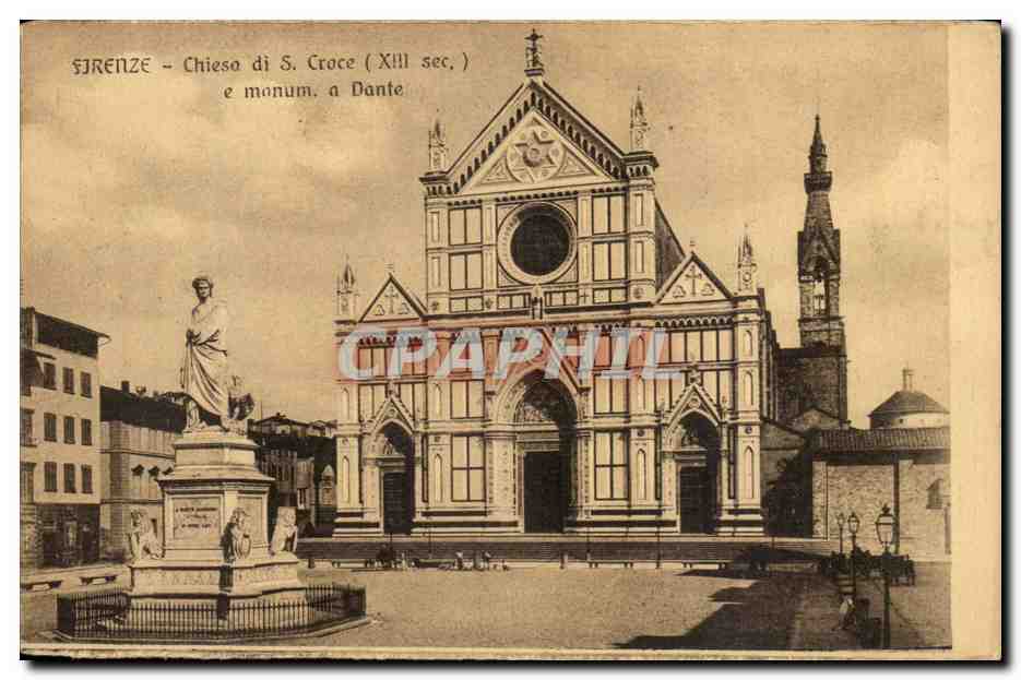 CPA Italie Italia Firenze Chiesa di S Croce e monum a Dante