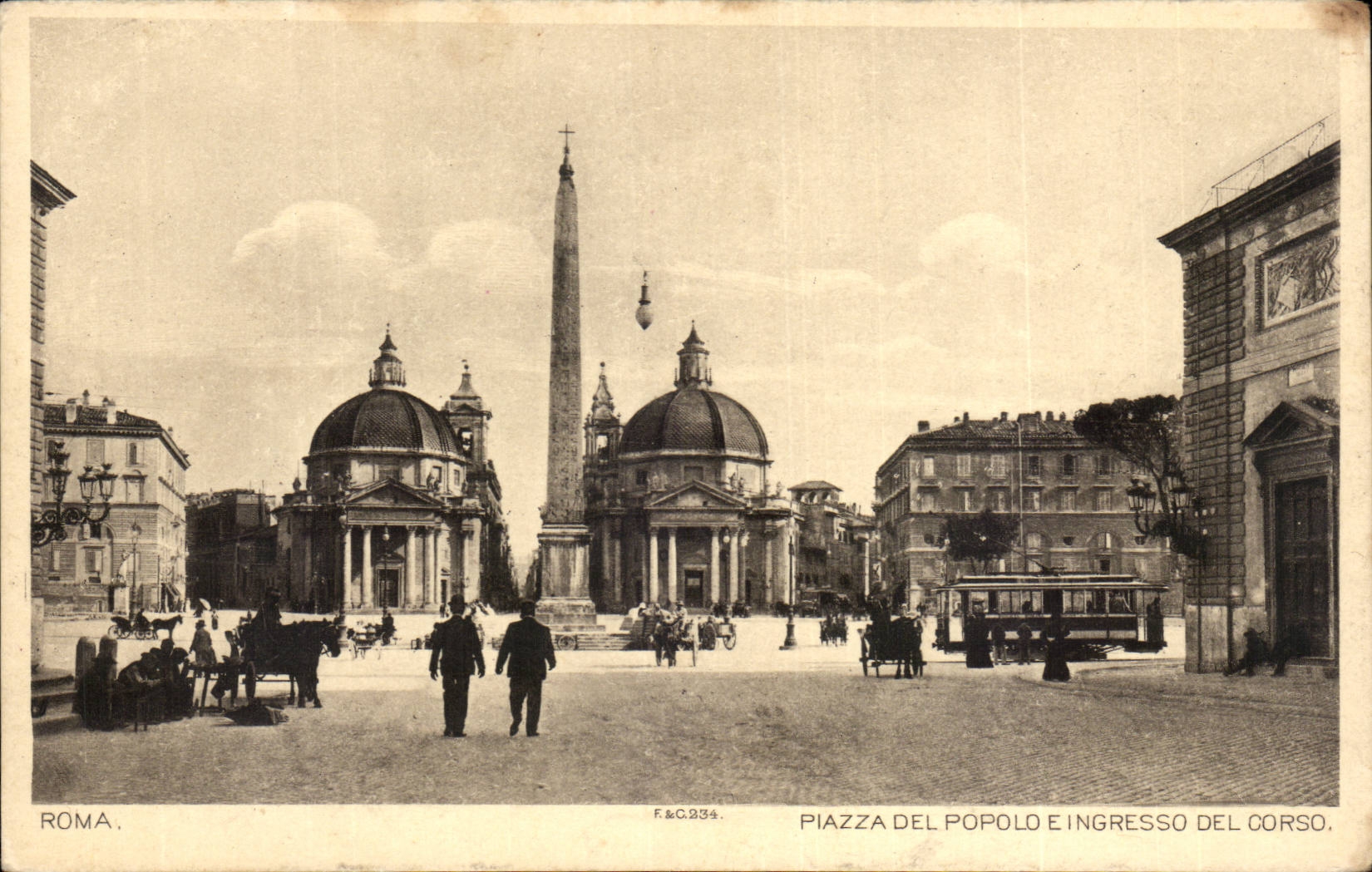 CPA Italie Italia Roma Piazza del Popolo e Ingresso del Corso