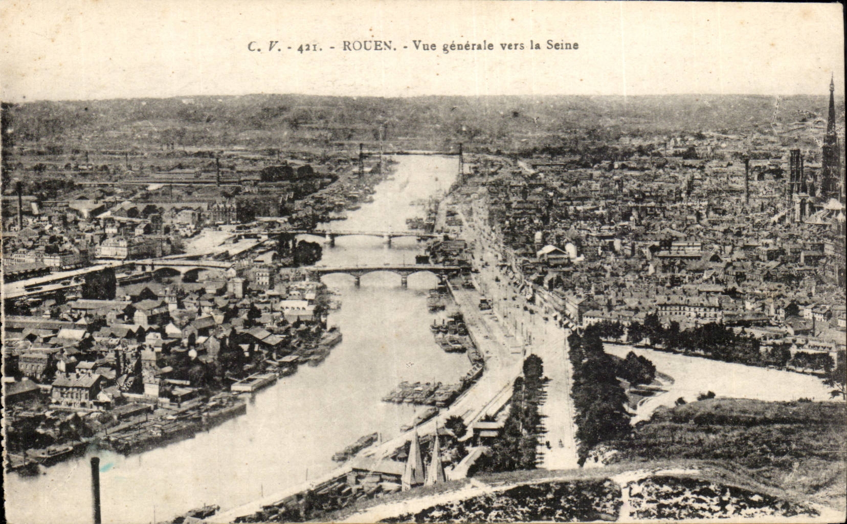 Rouen CPA Vue generale sur la Seine