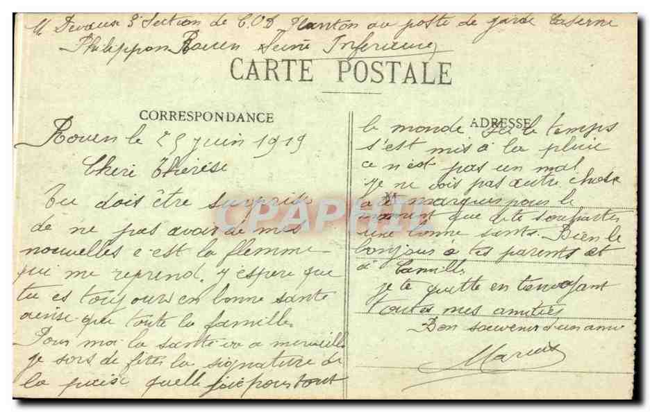Rouen CPA Vue generale sur la Seine — Verso