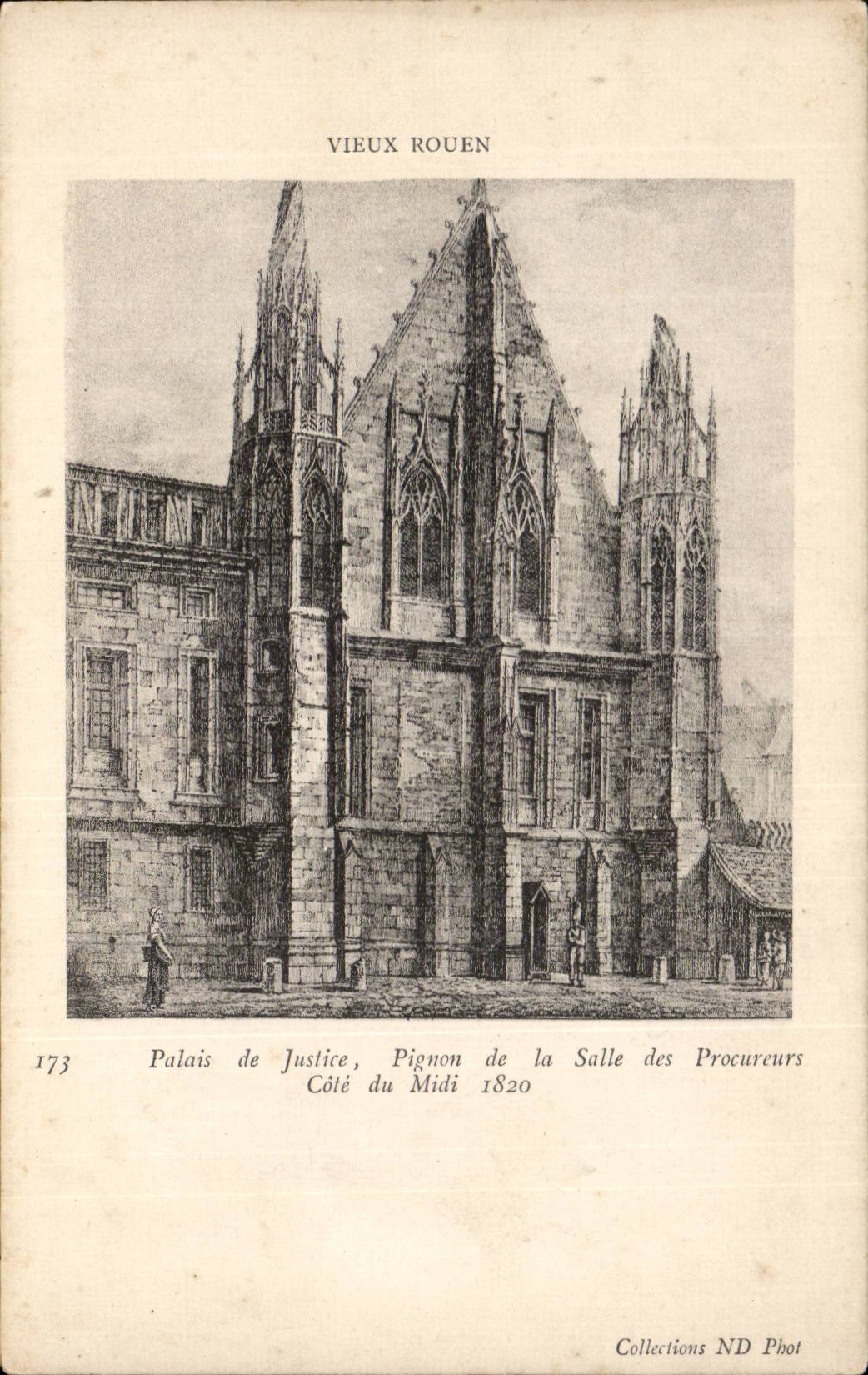 Rouen CPA Palais de justice Pignon de la salle des Procureurs Cote du Midi 1820
