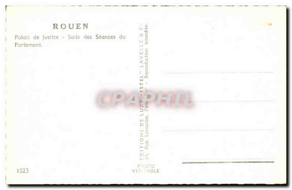 Rouen CPA Palais de justice Salle des seances du parlement — Verso