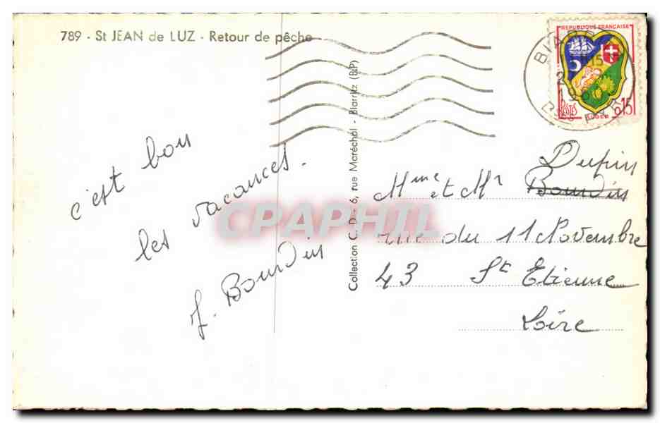 CPA St Jean de Luz Retour de peche — Verso