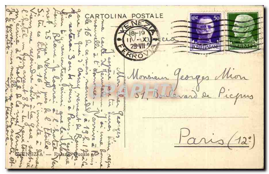 CPA Italie Italia Venezia Palazzo Ducale — Rückseite