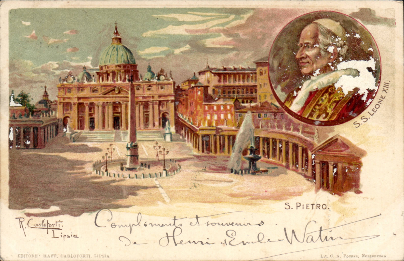 CPA Italie Italie Rome S Pietro SS Leone XIII Pape Pope