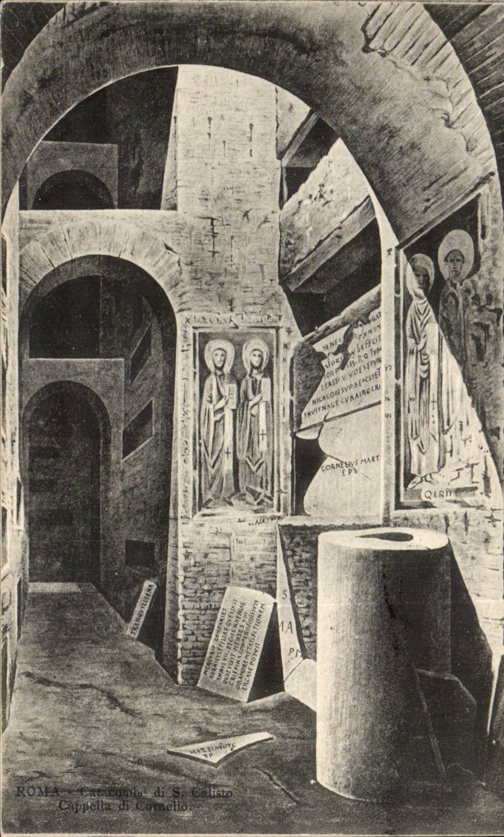 CPA Italie Italie Roma Catacombe di S Calisto Cappella di Cornello